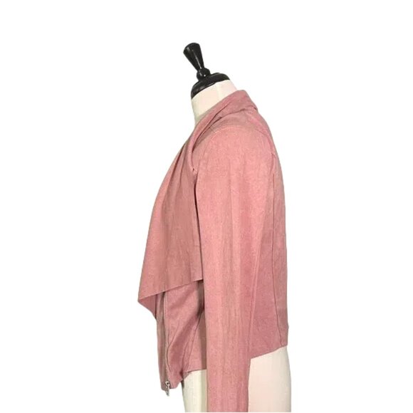 Elegant Pink Women's Faux Suede Jacket - Picture 4 of 5
